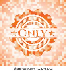 Only abstract emblem, orange mosaic background
