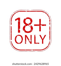 Only for adult 18 rubber stamp seal. Vector of restrict  forbidden, adult 18, prohibition and restriction, attention block, distress legal, prohibited restricted, 18 plus allowed access illustration