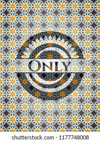 Only arabic style emblem. Arabesque decoration.