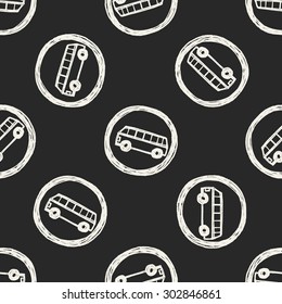 only bus drive doodle seamless pattern background