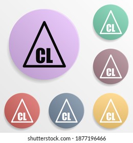 Nur chlorierte Bleichmittel sind für das Farbset-Symbol zugelassen. Einfache Glyphe, flache Vektorgrafik von Waschikonen für ui und ux, Website oder mobile Anwendung