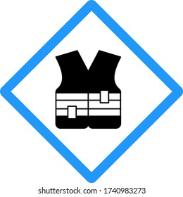 Only Coast Guard approved lifejackets concept vector blue color icon design, Pool and beach safety rules on white background