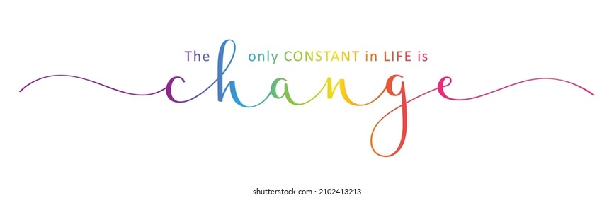 THE ONLY CONSTANT IN LIFE IS CHANGE vector brush calligraphy banner with swashes