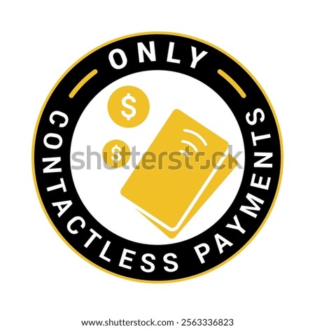 Only contactless payment circle minimalist sign vector flat illustration. Banking financial cashless paying transaction buying goods shopping digital technology service use credit debit card