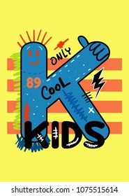 only cool kids, t-shirt print poster vector illustration