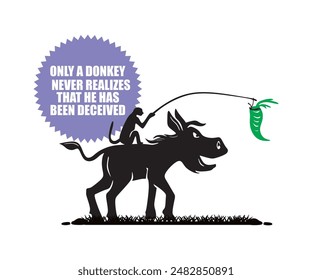 ONLY A DONKEY CAN BE EASILY DECEIVED drawing illustrations