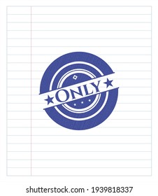 Only emblem drawn with pen. Blue ink. Vector Illustration. Detailed. 