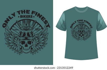 Only the finest bikers are born in 1972 t-shirt design. New Skull Biker t-shirt design.