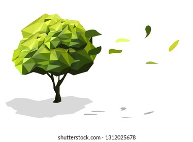 only green tree low polygonal ,isolated white background,art nature concept,geometric and triangle shape design,vector art and illustration.