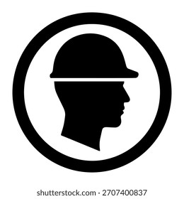 Solo en un icono de Vector de signo de casco sobre un fondo blanco
Icono de signo de advertencia de Vector
