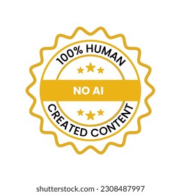 Only human generated content. Do not use AI tools. Artificial Intelegent is not allowed. Quality sign. No AI-Generated Content. Vector illustration. University, school rule.