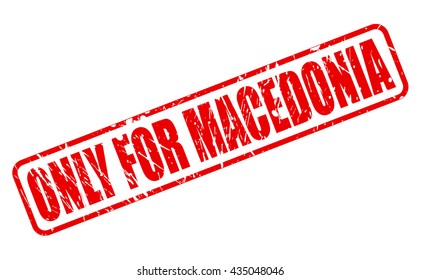 ONLY FOR MACEDONIA red stamp text on white