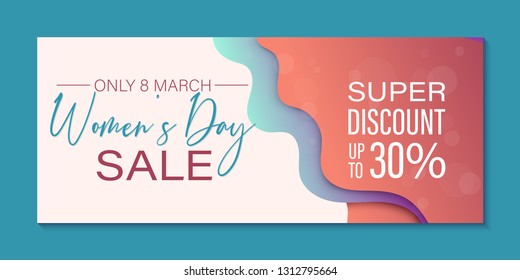 Only in March super Discount to Womens Day. Offer banner template