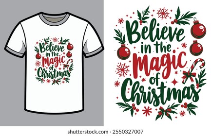 i'm only a morning person on Christmas , Funny Christmas T-shirt , Christmas Gift, Christmas T-shirt, Ready to print, Modern, simple, lettering, tree, T-shirt Design Template