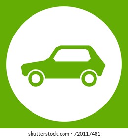 Only motor vehicles allowed road sign icon white isolated on green background. Vector illustration