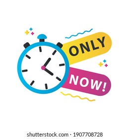 Only Now Sale Countdown Lettering With Chronometer Vector Illustration Design