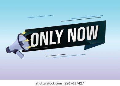 Only now word concept vector illustration with lines 3d style for social media landing page, template, ui, web, mobile app, poster, banner, flyer, background, gift card, coupon, label, wallpaper
