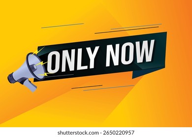 Only now word concept vector illustration with lines 3d style for social media landing page, template, ui, web, mobile app, poster, banner, flyer, background, gift card, coupon, label, wallpaper 