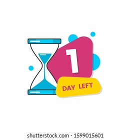 Only One Day Left Special Offer Badge Or Sign Cartoon Vector Illustration Isolated. Days To Sale Event And Discount Date Countdown Symbol For Business And Web.