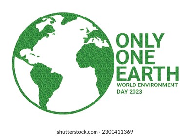 Only One Earth. World Environment Day 2023 Vector Illustration. Ecology concept. Save the Earth. Suitable for greeting card, poster and banner.