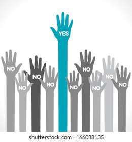 only one hand say yes background vector