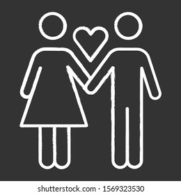 Apenas um ícone de giz de parceiro. Namorada e namorado. Mulher e homem apaixonados. Relação íntima. Sexo seguro. Parceiro, amante. Monogamia para uma vida sexual saudável. Ilustração isolada de quadro-negro de vetor