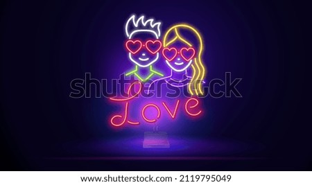 Only one partner neon light icon. Girlfriend and boyfriend. Woman and man in love. Safe sex. Partner, lover. Monogamy. Glowing sign with alphabet, numbers and symbols. Vector isolated illustration