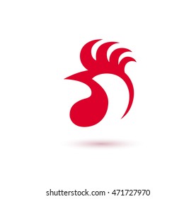 Only red head of the rooster. Creative vector design concept.