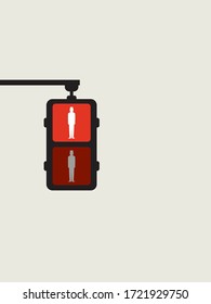 Only red lights on traffic lights. Symbol of stopping everything during corona virus pandemic, contagion. Symbol of lockdown, quarantine, uncertainty. Eps10 illustration.