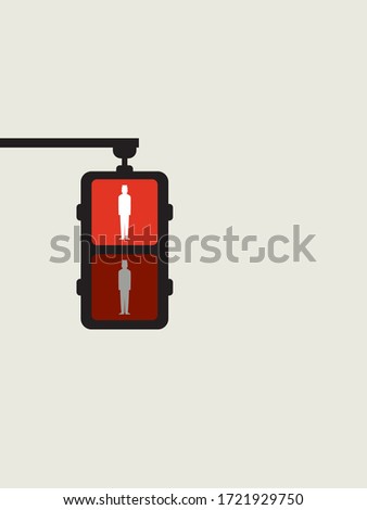 Only red lights on traffic lights. Symbol of stopping everything during corona virus pandemic, contagion. Symbol of lockdown, quarantine, uncertainty. Eps10 illustration.