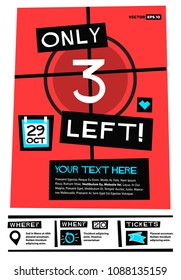 Only Three Left Poster Vector Template With Text Box Date Venue and Time