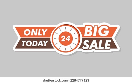 Only today big sale sticker. Special offer, discounts and promotions. Marketing and advertising. Bonuses and prizes. Poster or banner for website. Cartoon flat vector illustration