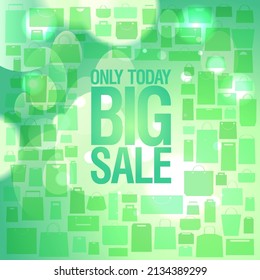 Sólo hoy en día gran venta vectorial patrón de banner con el patrón de bolsas de compras