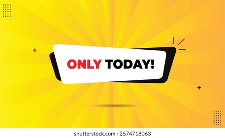 Only today! Editable EPS format banner template with bold black-red gradient font, yellow-orange hot abstract background, and white-black shapes. Perfect for striking, modern designs!