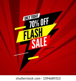 Only today flash sale banner, 70% off. Vector illustration.