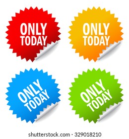 Only today, sale offer stickers isolated on white background