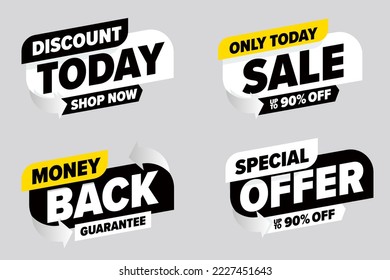 Only today sale special offer stickers set. Shopping event deal with money back guarantee label template collection. Sale offer advertisement stickers design vector illustration