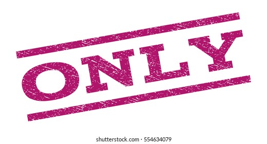 Only watermark stamp. Text tag between parallel lines with grunge design style. Rubber seal stamp with dust texture. Vector purple color ink imprint on a white background.