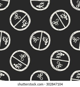 only wolk and bike doodle seamless pattern background