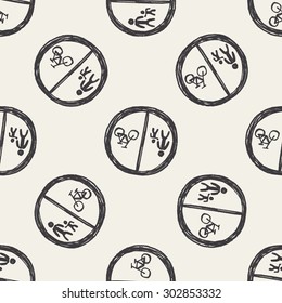 only wolk and bike doodle seamless pattern background