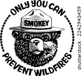 Only you can prevent wildfires - Bear forest service protect, Bear silhouette design.