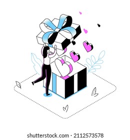 Only for you - modern line isometry design style illustration