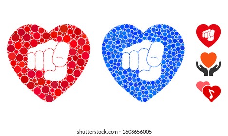 Only your heart composition of round dots in various sizes and color tones, based on only your heart icon. Vector round elements are grouped into blue composition.