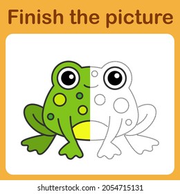 onnect the dot   complete the picture  Simple coloring funny frog  Drawing game for children