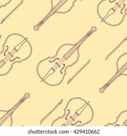 ve??ctor m?? onochrome brown con?trabass decoration seamless pattern isolated yellow background