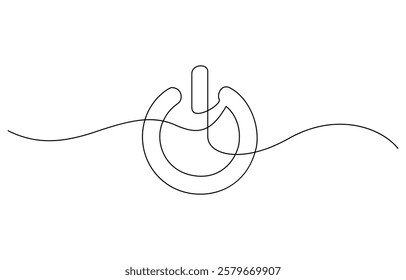 On-Off button one continuous line drawing, Green Environment Line Icon, Power icon Drawing, Power button symbol continuous line drawing. Single line icon of On-off. Vector illustration.