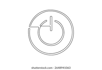 On-Off button one continuous line drawing, Green Environment Line Icon, Power icon Drawing, Power button symbol, set or tree sliders in ON and OFF position Vector illustration, On-Off button .