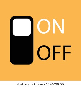 On-off button symbol isolated on a yellow background. Vector illustration in  flat design.