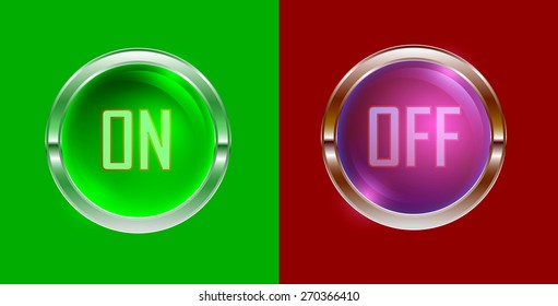 on-off buttons set, vector illustration