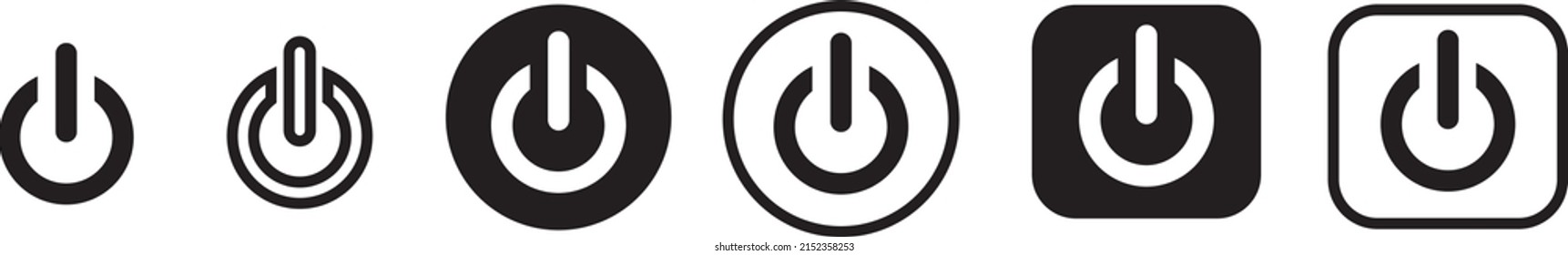 On-off icon. Set of power buttons. Vector illustration.